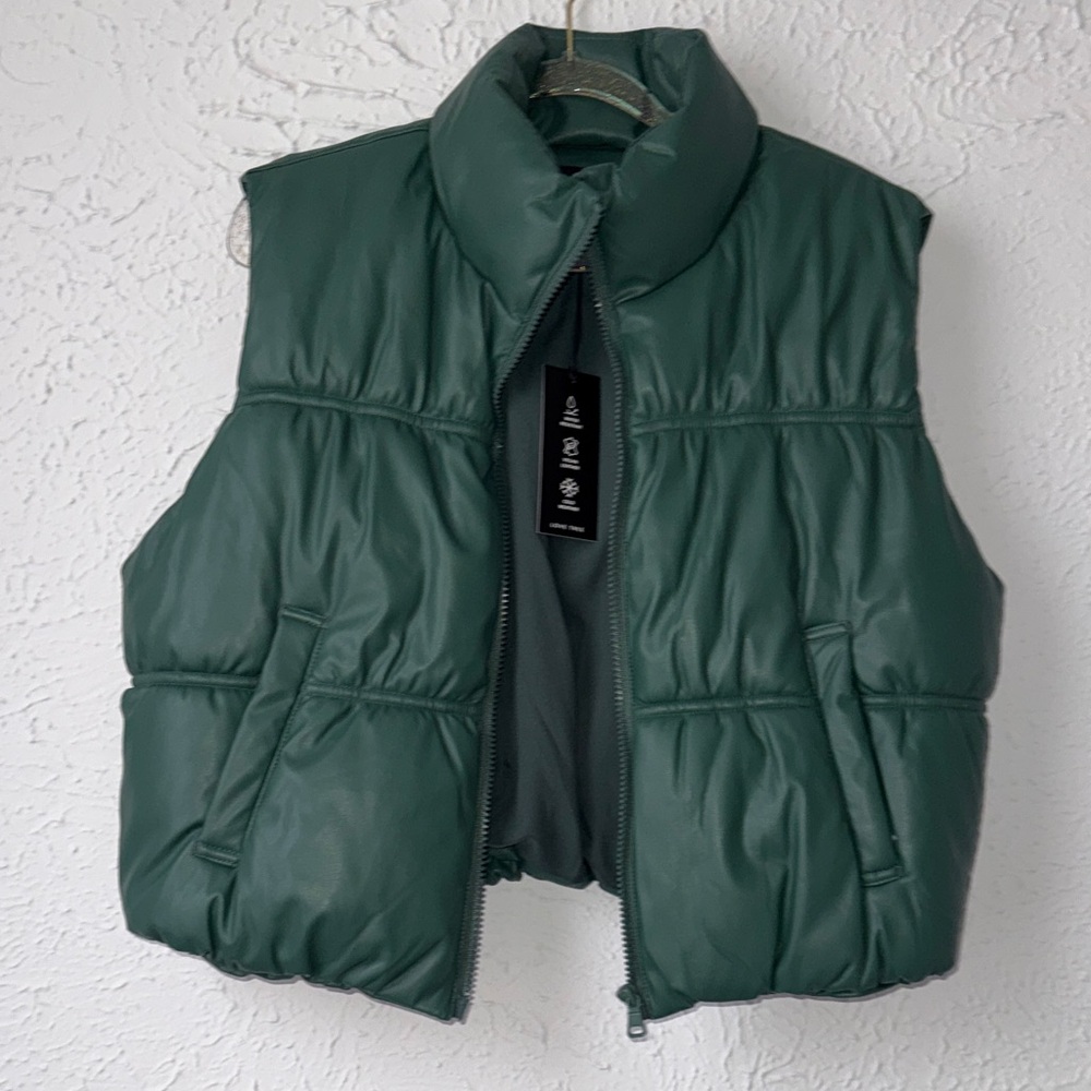 Love Tree Forest Green Quilted Vest